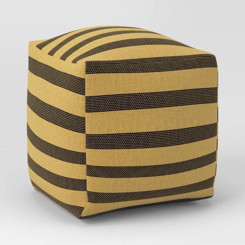 lot 19964 image: Striped Outdoor Patio Pouf Beige - Threshold��