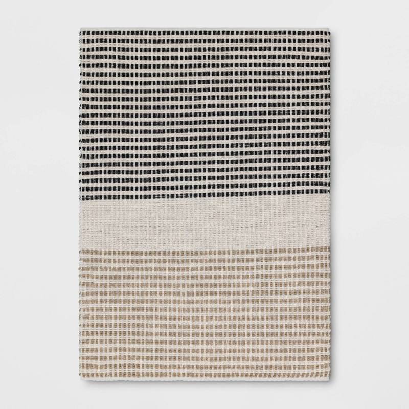 lot 20174 image: 5x7 Color Block Braided Outdoor Area Rug Ivory -Threshold��&nbsp