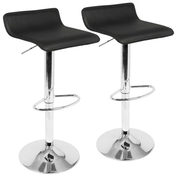 lot 19467 image: Ale Contemporary Adjustable Barstool Black - Lumisource Chrome-Plated, Low Back, Swivel, PVC Upholstery - Retail $265