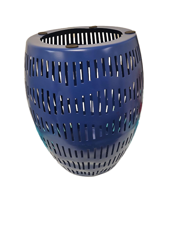 lot 20014 image: Blue Metal Outdoor Side Table