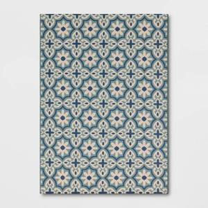 lot 20371 image: C5x7 Tonal Tile Outdoor Area Rug Blue - Threshold��