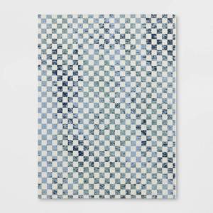 lot 20375 image: 53x7 Variegated Checkers Outdoor Area Rug Blue - Threshold�� - Retail $80