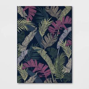 lot 20376 image: 5x7 Palm and Banana Tropical Outdoor Area Rug Navy Blue - Threshold��