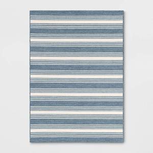 lot 20389 image: 5x7 Striped Outdoor Area Rug Blue - Threshold�� - Retail $50
