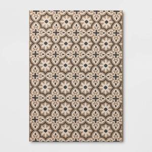 lot 20390 image: 5x7 Tonal Tile Outdoor Area Rug Tan - Threshold��