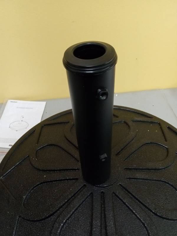 lot 17234 image: Yaheetech 45lbs Heavy Duty Round Umbrella Base with 4 Lockable Rolling Wheels & 2 knobs, Outdoor Antiqued Umbrella Stand, 20�� Market Patio Umbrella Base for Garden, Yard, Lawn Bronze