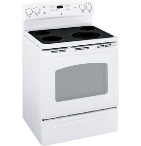 lot 20532 image: GE White Electric Range with Glass Top - Retail $200
