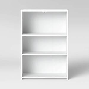 lot 20564 image: 3 Shelf Bookcase White - Room Essentials�� Modern Style, Open Shelving, Wood Composite, No Tools Included - Retail $60