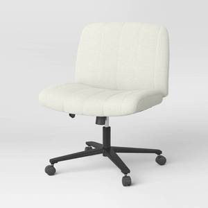 lot 20572 image: Upholstered Criss Cross Armless Office Chair with Metal Swivel Base Cream - Room Essentials�� - Retail $130