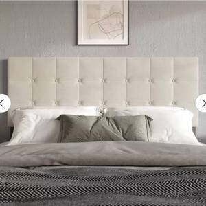 lot 20584 image: Upholstered Tufted Headboard with Button Details - Retail $75