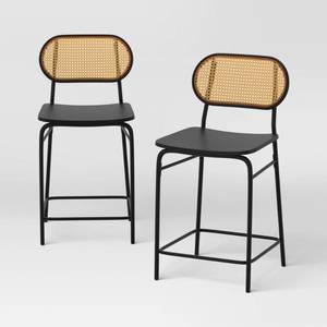lot 20586 image: 1 chair 24 Woven Back Metal Counter Height Barstool Black - Room Essentials�� - Retail $160
