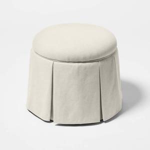 lot 20614 image: Box Pleat Skirt Storage Ottoman Performance Fabric Cream - Threshold�� designed with Studio McGee - Retail $110