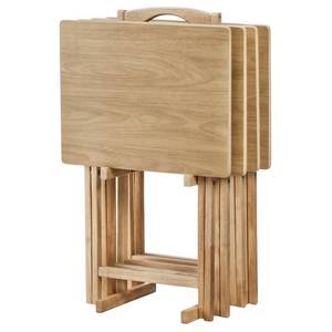 lot 20616 image: Peakform 5pc TV Tray Set Wood Natural - Retail $75