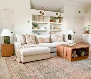 lot 1 image: Joybird Holt Sectional with Storage Ivory - Retail $2,800