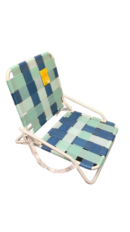 lot 19800 image: Retro Folding Beach Chair with Woven Straps&nbsp