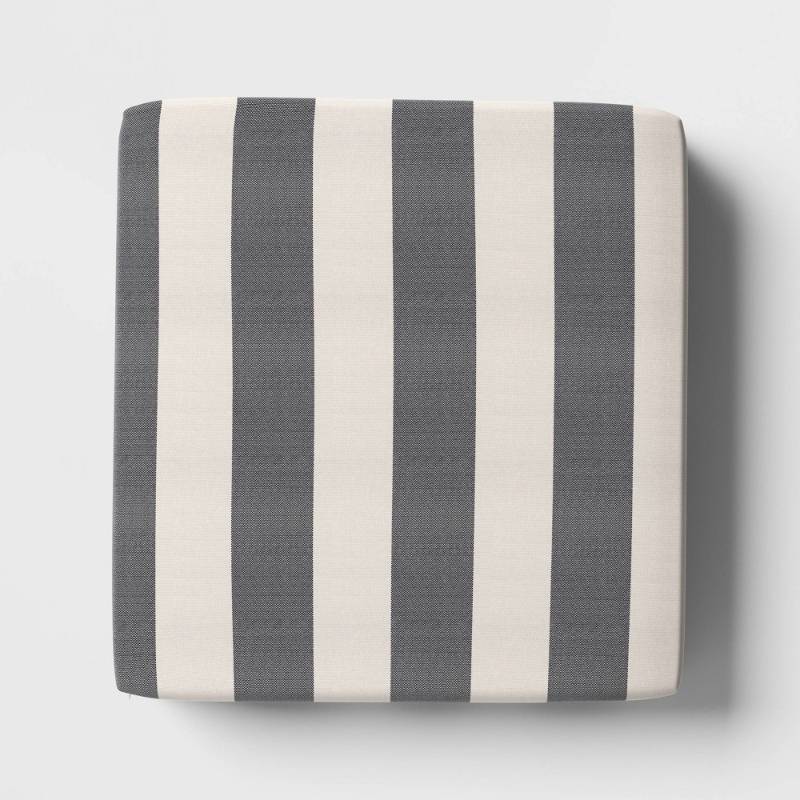 lot 17276 image: 24x22 Cabana Stripe Outdoor Deep Seat Cushion Black - Threshold