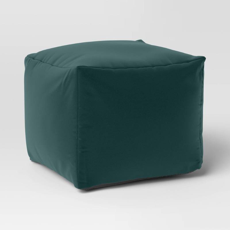 lot 18660 image: 18x15 Outdoor Patio Pouf Fern Shower Green - Room Essentials UV-Resistant, Portable Footrest with Polystyrene Bead Fill&nbsp