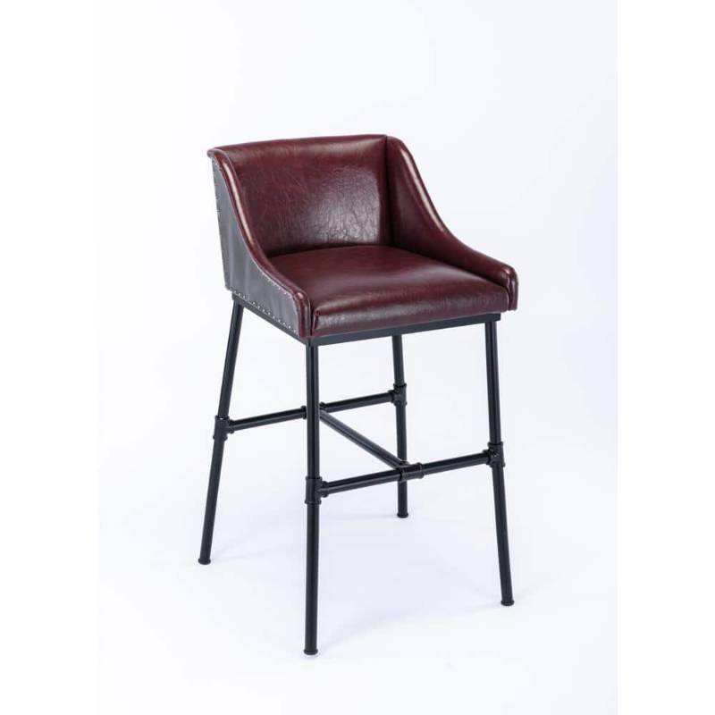 lot 19316 image: Parlor Faux Leather Adjustable Barstool Boraam, Foam-Padded, Metal Frame, 18-30 Height - Retail $205