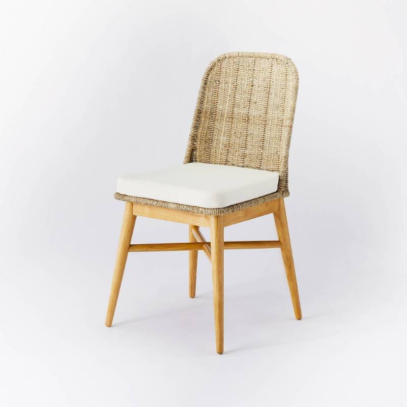 lot 19328 image: Juniper Woven Dining Chair with Cushion Natural - Threshold�� designed with Studio McGee - Retail $180