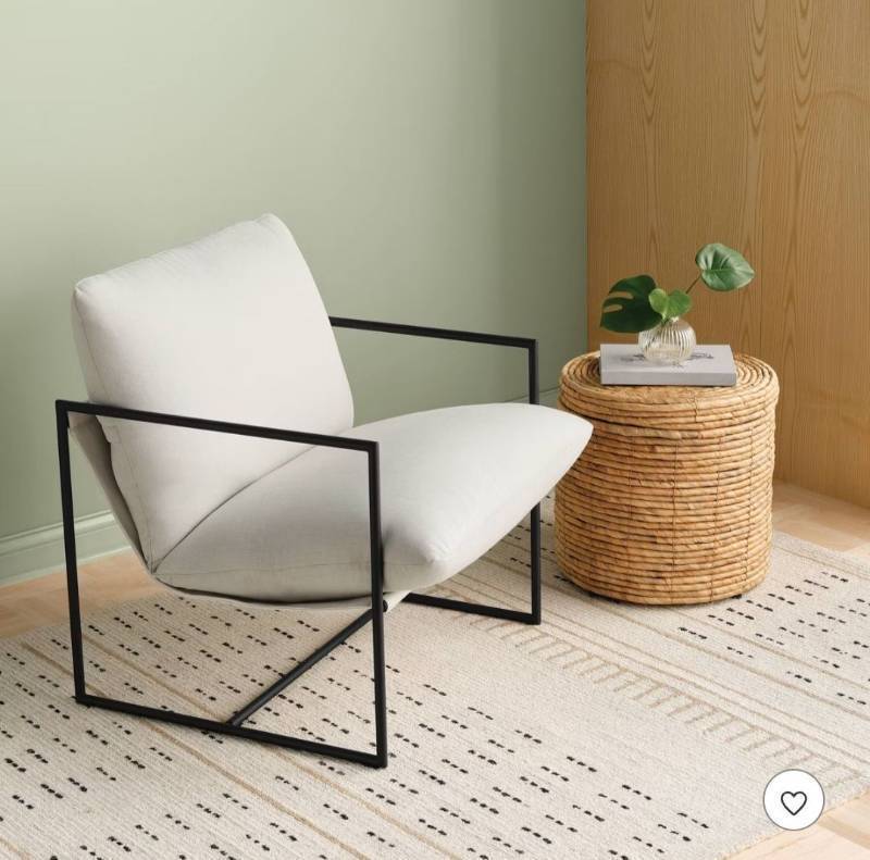 lot 20496 image: Modern Metal Frame Accent Chair CUSHION ONLY  - Retail $249