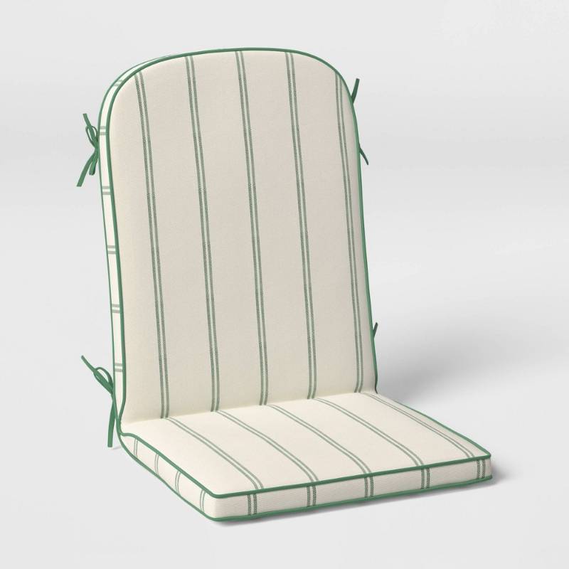 lot 20503 image: 21x43 Striped Curved Outdoor One Piece Chair Cushions Cream - Threshold�� designed with Studio McGee - Retail $40