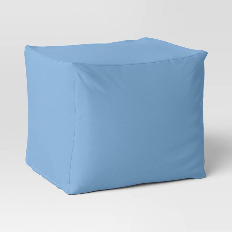lot 20497 image: 18x15 Outdoor Patio Pouf Quilted Blue - Room Essentials�� - Retail $60