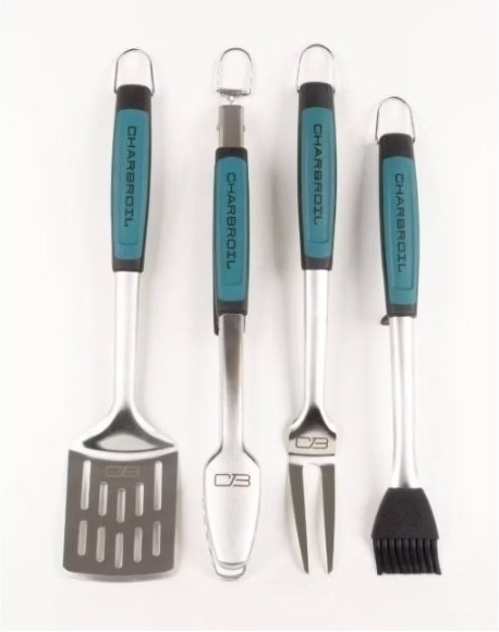 lot 198600 image: Char-Broil 4pc Comfort Grip Tool Heat-Resistant Grill Cookware Set