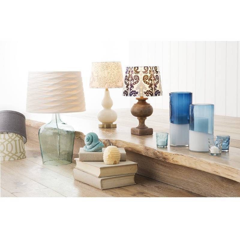 lot 20450 image: Linen Overlay Modified Drum Large Lamp Shade Ivory - Threshold�� Cotton-Polyester Blend, No Assembly Required - Retail $40