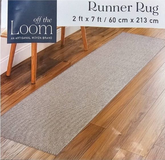 lot 20425 image: Off The Loom Tan Gray Runner Rug