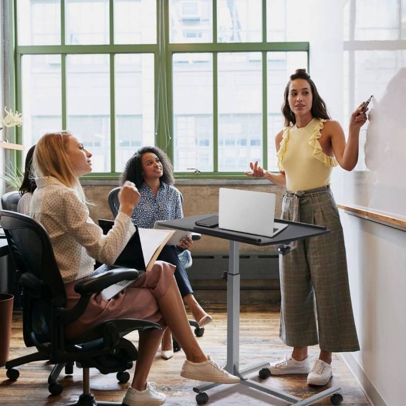 lot 20615 image: Adjustable Height Laptop Stand with Wheels - Retail $45