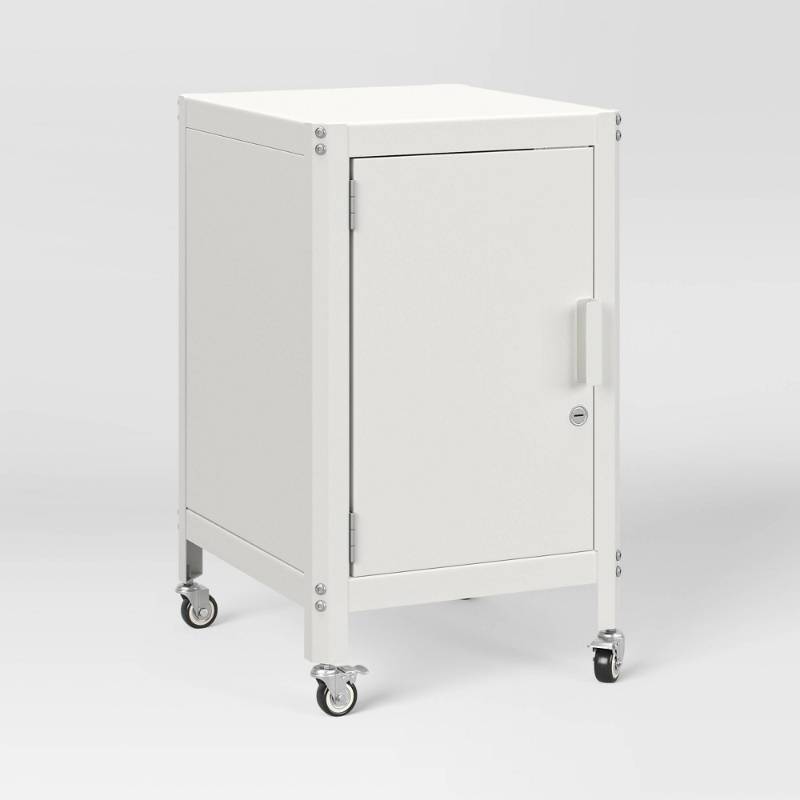 lot 20192 image: Metal Rolling Locker Storage Cabinet with Lock Chalk White - Room Essentials��&nbsp