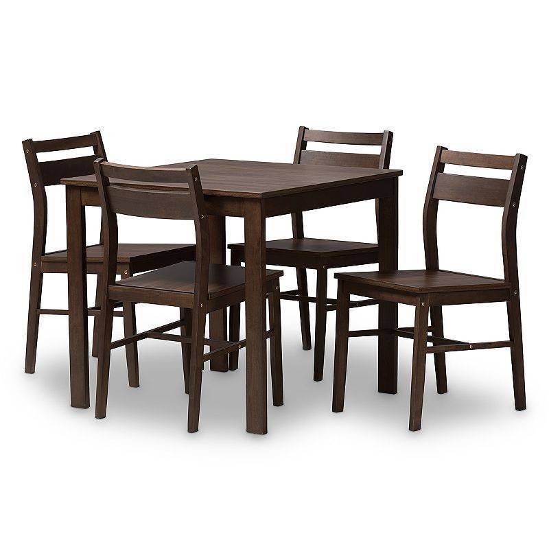 lot 20254A image: Baxton Studio Lovy Modern and Contemporary Walnut-Finished 5-Piece Dining Set - Retail $430