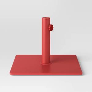 lot 30 image: 25lbs Steel Square Outdoor Patio Market Umbrella Bases Red - Room Essentials - Retail $60