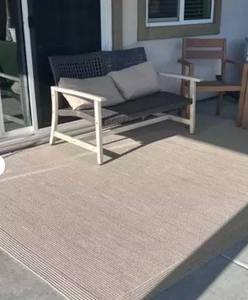 lot 10655 image: 7x 10 Natural Woven Rectangular Braided Outdoor Area Rug Heathered Cream - Threshold - Retail $130
