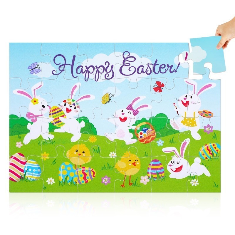 lot 852227 image: Gemscream Easter Floor Puzzle 32.25 x 24 Inch Large Bunny Eggs Jigsaw Puzzles Bunny Puzzles Birthday Easter Gifts for Basket Stuffers Party Favor - Retail $7