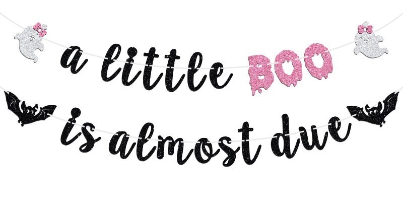 lot 852413 image: A Little BOO is Almost Due Banner,A Baby is Brewing, Halloween Baby ShowerGender RevealFirst Birthday Party Decoration Supplies for Girl - Retail $10