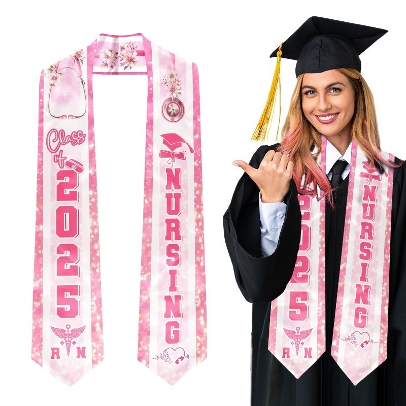 lot 852541 image: OnePlum Nursing Graduation Stole,RN Graduation Sash Class of 2024,Nurse Graduation Gift, RN Gifts for Nurses Graduation Pink - Retail $13,688