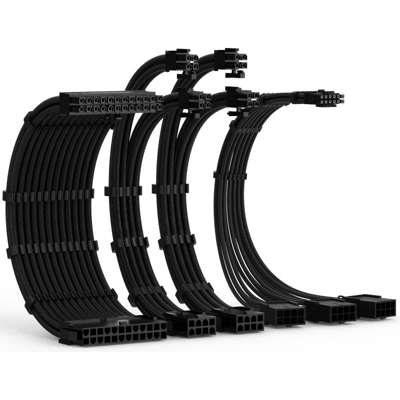 lot 852559 image: ABNO1 RTX 3090Ti & 4000 Series GPU Cable Extension Kit, 11.8 Inch PCI-e, EPS, SATA, Black, 16AWG, Braided, Compatible with RTX 3090Ti & 4000 Series - Retail $78
