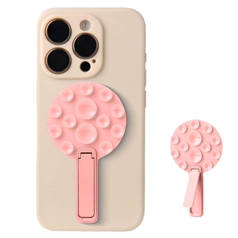 lot 1018024 image: 2 in 1 Suction Cup Phone Mount,Hands-Free Sticky Phone Grip Mount,Multi-Purpose Phone Sticky Grip for iPhone and Android for Phone��Suction Phone Mount for Selfies and Tiktok Video(Light Pink) - Retail $6