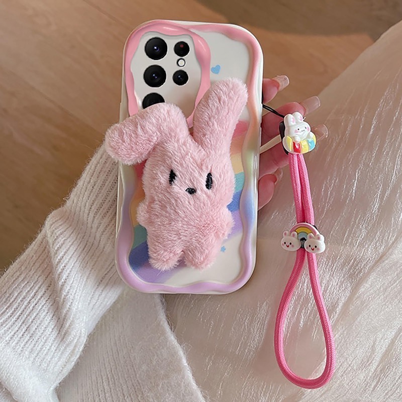 lot 1018057 image: XZC for Samsung Galaxy S23 Ultra Case with Wrist Strap, 3D Cartoon Stuffed Plush Doll Design Protective Phone Case for Women Girls - Retail $15