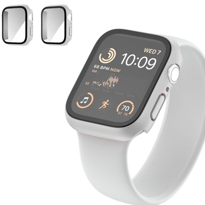 lot 1018089 image: 2Pack Matte Cases 41mm Compatible with Apple Watch 41mm Screen Protector Case, HD Tempered Glass Face Cover Protective Hard PC Bumper for Apple Watch Series 987 41mm Accessories - 41mm Matte Silver - Retail $10
