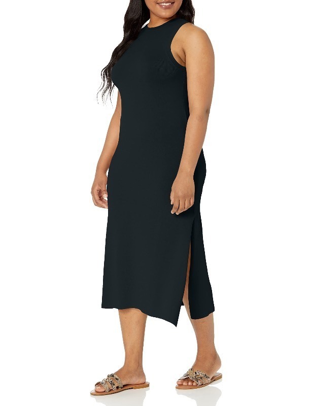lot 1018202 image: The Drop Womens Gabriela Halter Neck A-Line Side Slit Maxi Dress, Black, XS - Retail $79