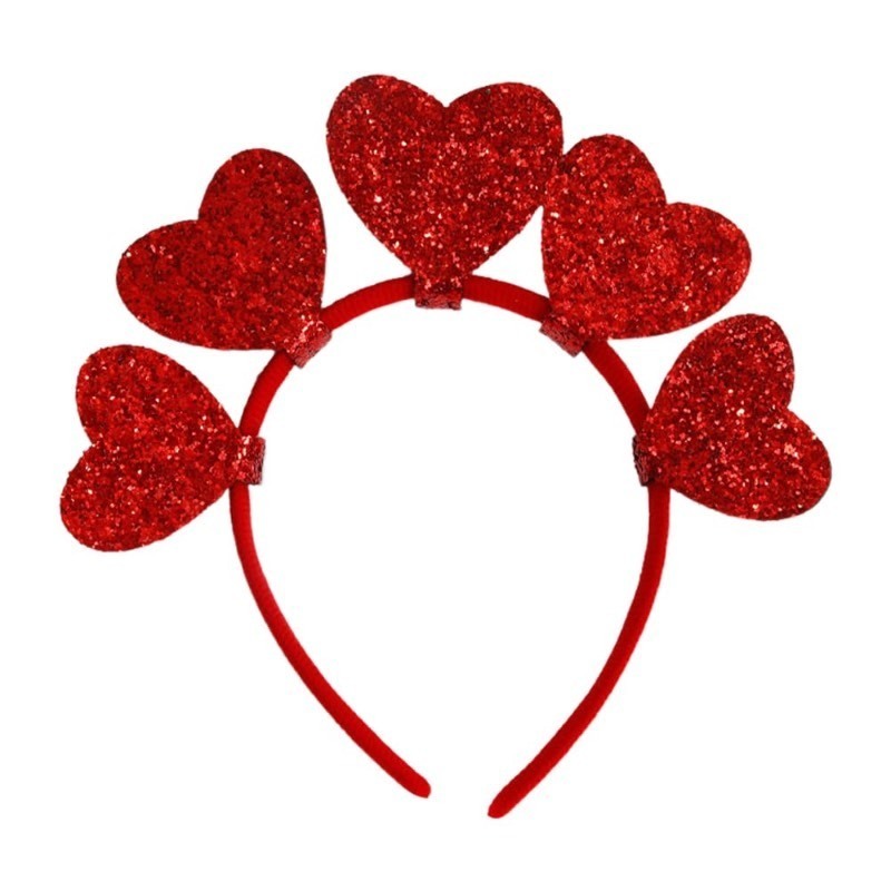 lot 1018229 image: WRBAJIS Valentines Headband Glitter Heart Hair Bands Red Heart Headpiece Valentines Hair Accessories for Women Girls Valentines Party Supplies - Retail $8