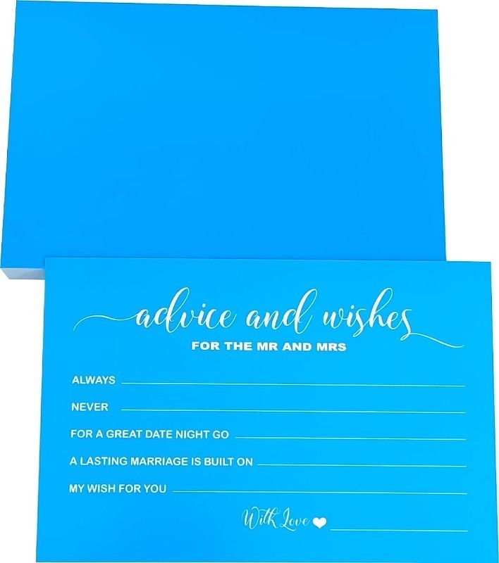 lot 1018237 image: RXBC2011 Wedding advice and well wishes cards for the Mr and Mrs Bride and Groom Newlyweds Bridal Shower Games Note Marriage Advice Pack of 50 BLUE, 000-CARD-066-BLUE - Retail $41
