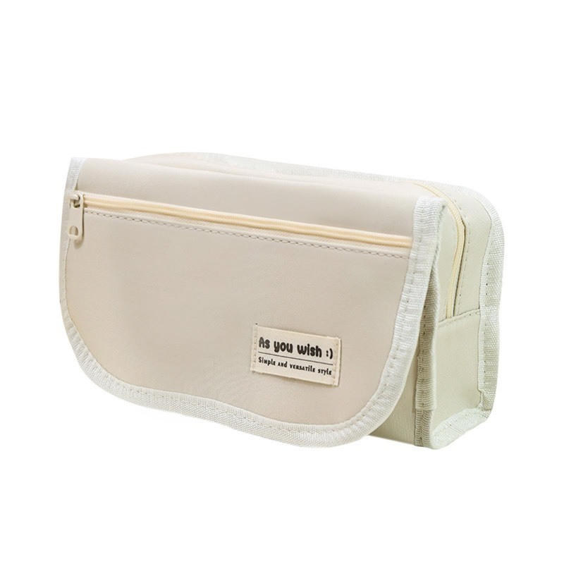 lot 1018308 image: MXCOIRTP Large Capacity Pencil Case, Big Capacity Pencil Pouch Pen Bag with 4 Compartment, Portable Canvas Stationery Organizer with Zipper for Boys Girls Adults Student- Beige - Retail $10