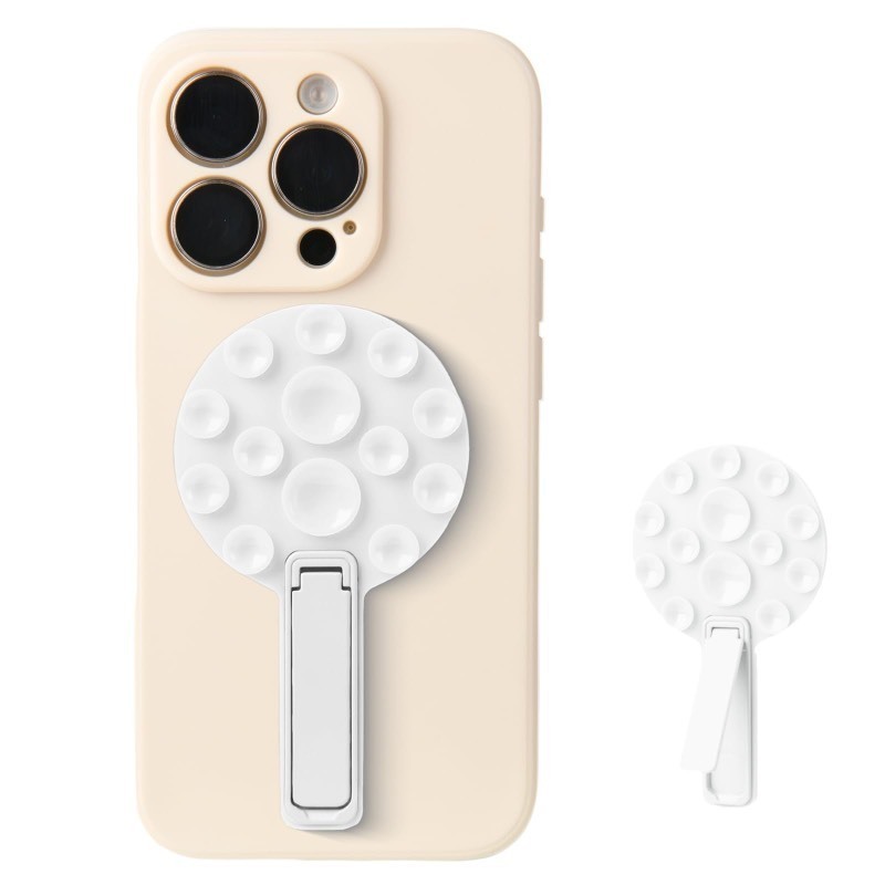 lot 1018462 image: 2 in 1Suction Cup Phone Mount,Hands-Free Sticky Phone Grip Mount,Multi-Purpose Phone Sticky Grip for iPhone and Android for Phone��Suction Phone Mount for Selfies and Tiktok Video(White) - Retail $6