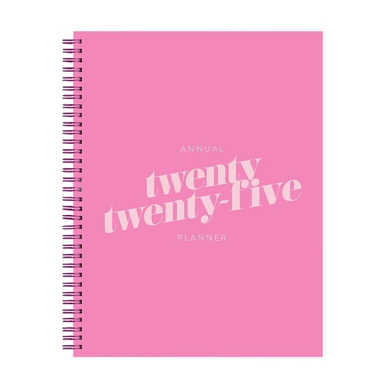 lot 1018520 image: Rileys & Co 2025 Diagonal Weekly Planner - Annual Weekly & Monthly Agenda Planner, Jan - Dec 2025, Flexible Cover, Notes Pages, Twin-Wire Binding (8.5 x 11-Inches, Pink) - Retail $10