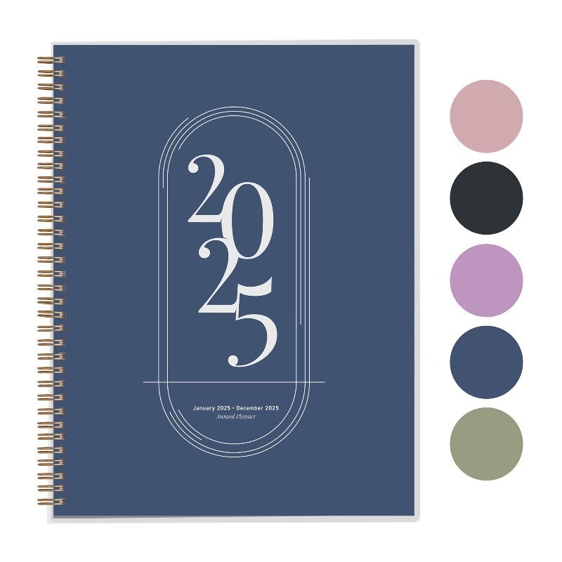 lot 1018556 image: Rileys 2025 Weekly Planner - Annual Weekly & Monthly Agenda Planner, Jan - Dec 2025, Flexible Cover, Notes Pages, Twin-Wire Binding (8.5 x 11-Inches, Blue) - Retail $10