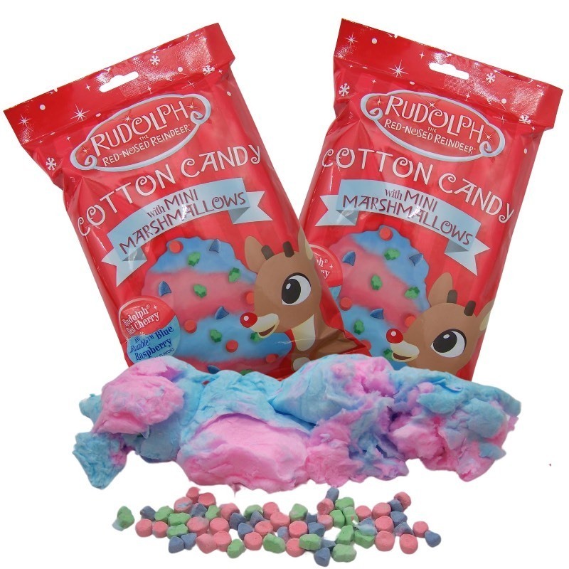 lot 1019127 image: Rudolph Cotton Candy with Mini Marshmallows, Stocking Stuffer Cotton Candy, Christmas Candy Bundle, Pack of 2, 3 Ounces