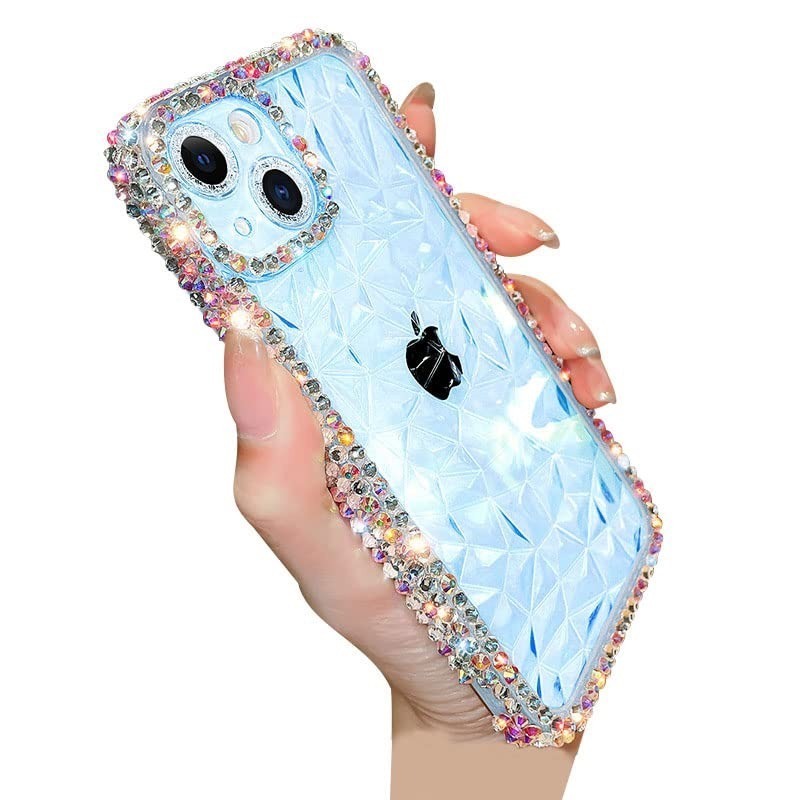 lot 1019442 image: Casechics Compatible with iPhone Case,Luxury Crystal Glitter Bling Sparkly Diamond Pattern Camera Lens Protection Clear Soft Shockproof Cover Phone Case (Blue,iPhone 11 Pro Max) - Retail $13